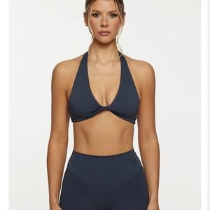 Elegant Navy Halter Bralette